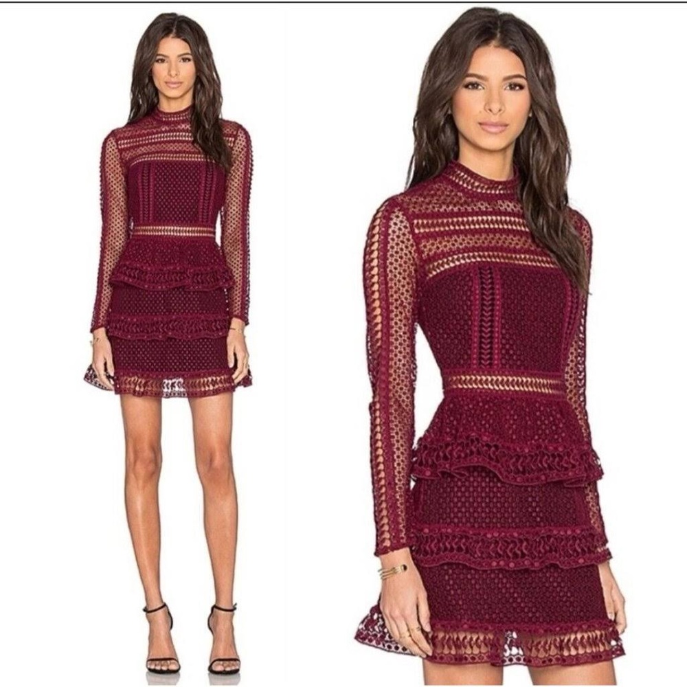 Self Portrait High Neck Long Sleeve Dress Size 4